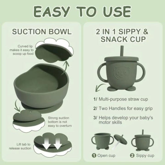 Premium Silicone Baby Feeding Set – BPA-Free | Spill-Proof | Soft & Safe